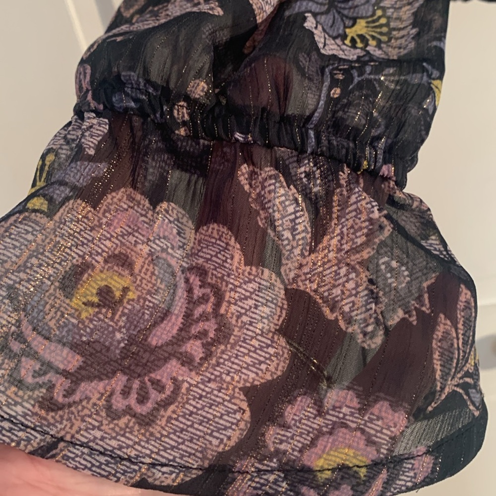 Blue Rain Bell Sleeve Wrap Crop Top EUC - Picture 5 of 10